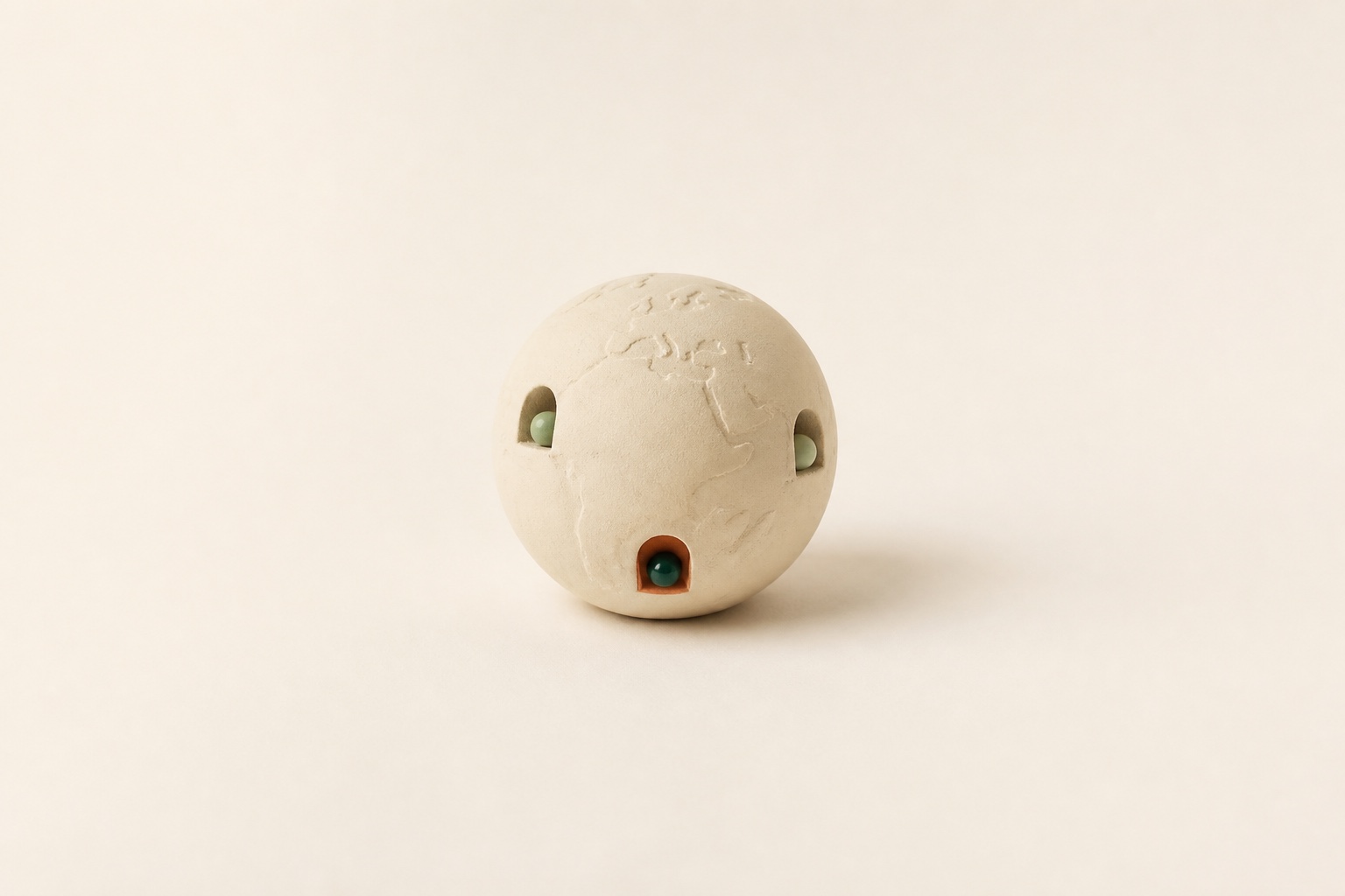 A minimalist globe placing production near a destination