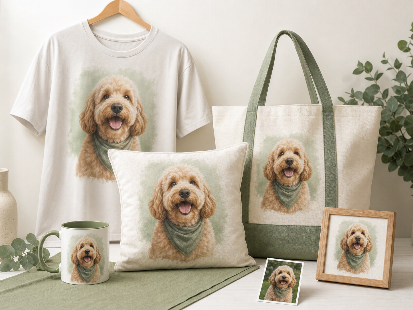 One personalized pet portrait expanded into a coordinated Amazon product family